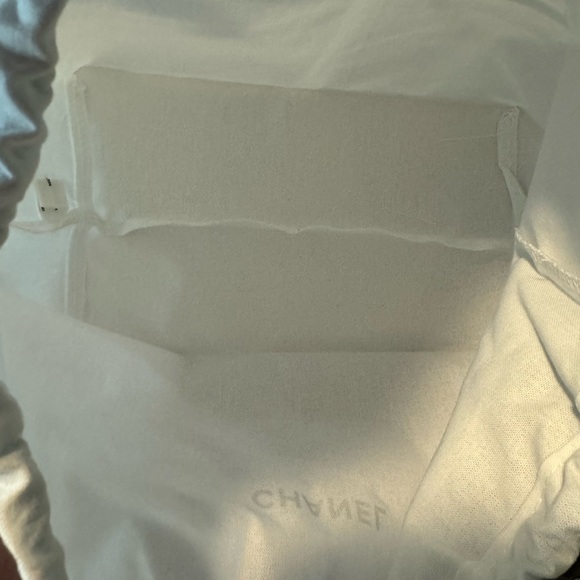 Large Chanel Makeup Pouch. White with black drawstring. Cotton. NWOT - Picture 7 of 7